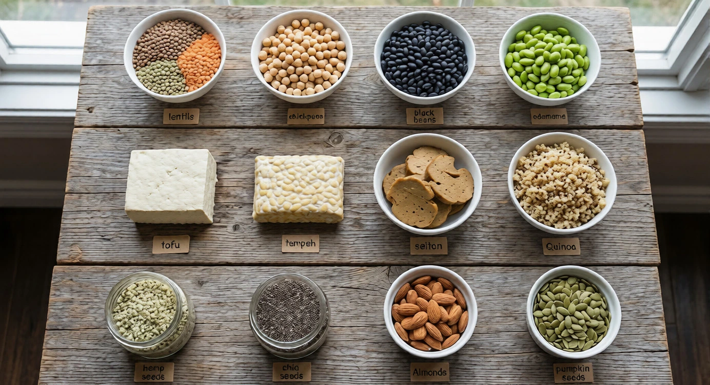 Grid layout of various plant protein sources